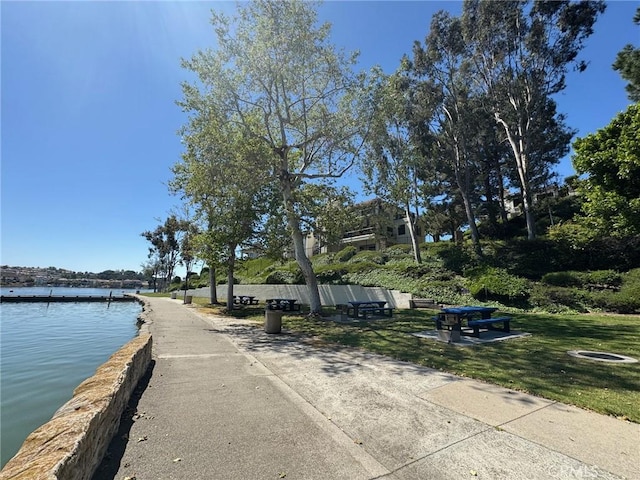 view of road with a water view
