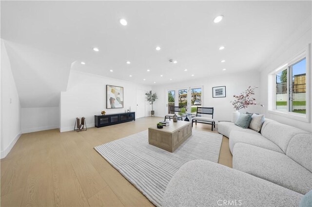 10321 Mcbroom St, Sunland, CA 91040 - living room with recessed lighting, a healthy amount of sunlight, and light wood finished floors