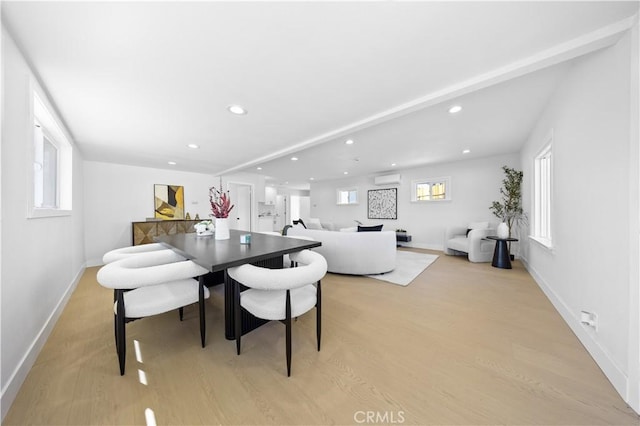 10321 Mcbroom St, Sunland, CA 91040 - dining room featuring baseboards, a healthy amount of sunlight, light wood-style floors, and recessed lighting