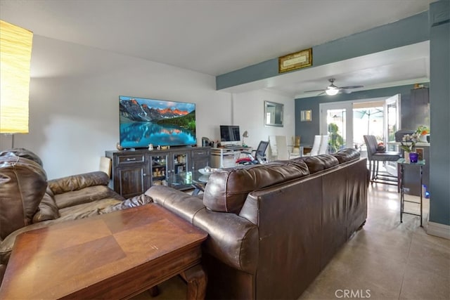 17274 Nisson Rd Unit A, Tustin, CA 92780 - living room featuring a ceiling fan