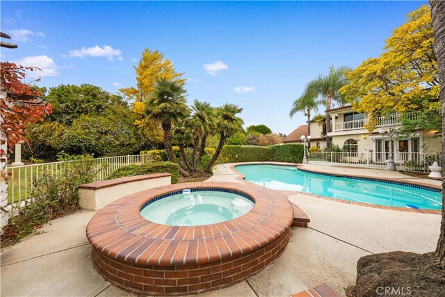 2177 W Silver Tree Rd, Claremont, CA 91711 - view of pool with an in-ground hot tub, fence, and a patio area