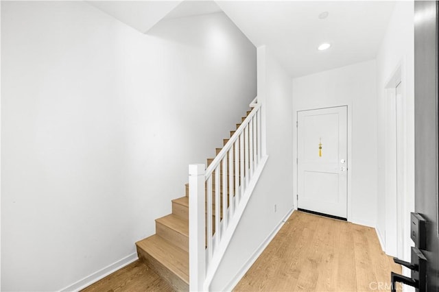 207 Colby Cir, Claremont, CA 91711 - foyer featuring baseboards, recessed lighting, stairs, and light wood-style floors