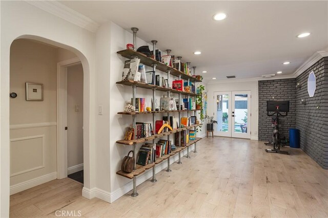 storage area featuring french doors and visible vents