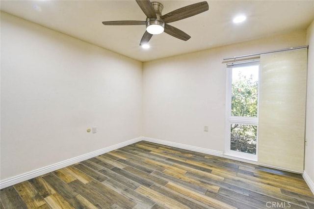 2119 Via Puerta Unit U, Laguna Woods, CA 92637 - unfurnished room with recessed lighting, wood finished floors, a ceiling fan, and baseboards