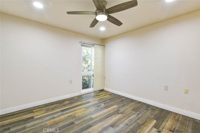 2119 Via Puerta Unit U, Laguna Woods, CA 92637 - empty room with recessed lighting, wood finished floors, a ceiling fan, and baseboards