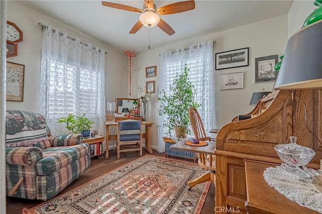 718 Marybelle Dr, Merced, CA 95348 - living area with a ceiling fan and wood finished floors