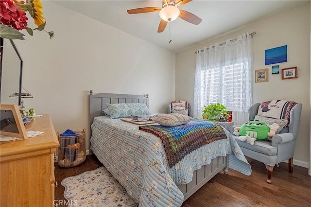 718 Marybelle Dr, Merced, CA 95348 - bedroom with baseboards, wood finished floors, and ceiling fan