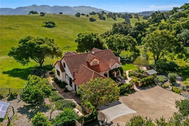 bird's eye view with a mountain view