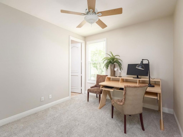 7076 Heron Cir, Carlsbad, CA 92011 - carpeted home office featuring baseboards and a ceiling fan