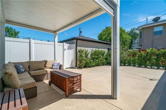 13301332 N Lincoln St, Burbank, CA 91506 - view of patio / terrace with outdoor lounge area and fence