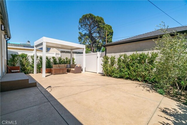 13301332 N Lincoln St, Burbank, CA 91506 - view of patio / terrace with fence, outdoor lounge area, and a gate