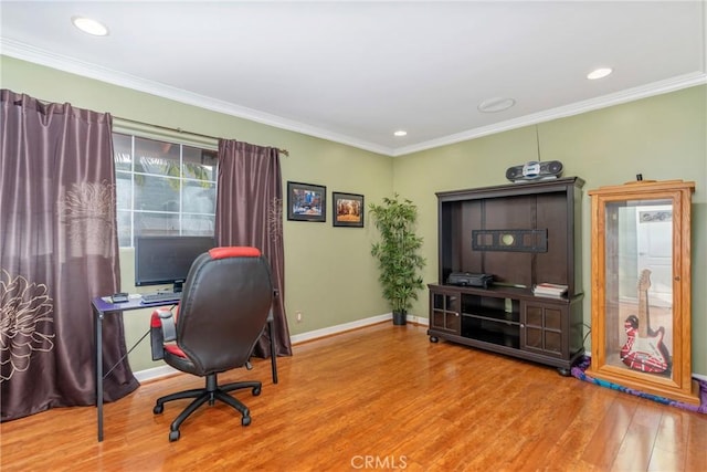130 Mariposa Way, Brea, CA 92823 - home office featuring recessed lighting, wood finished floors, crown molding, and baseboards