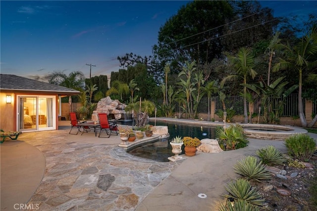 130 Mariposa Way, Brea, CA 92823 - view of patio / terrace featuring fence, a fenced in pool, and an in ground hot tub
