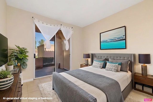 18614 Caminito Cantilena Unit 324, San Diego, CA 92128 - bedroom with light tile patterned floors, access to outside, and baseboards