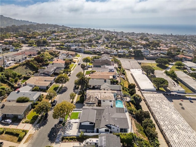 aerial view featuring a mountain view and a residential view