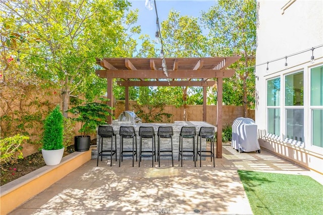 20512 W Esmeralda Ln, Porter Ranch, CA 91311 - fenced backyard with a pergola and a patio