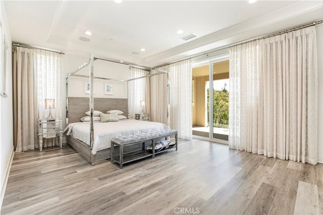20512 W Esmeralda Ln, Porter Ranch, CA 91311 - bedroom with access to outside, wood finished floors, recessed lighting, and baseboards
