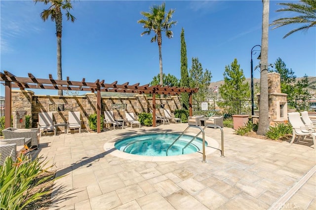 20512 W Esmeralda Ln, Porter Ranch, CA 91311 - view of swimming pool with a patio area, a pergola, and a hot tub