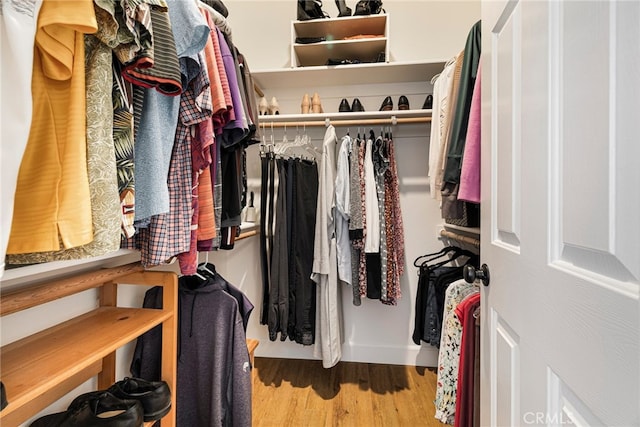 spacious closet with wood finished floors
