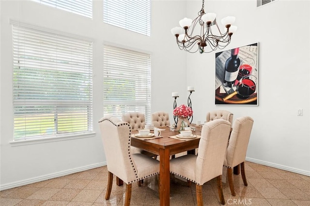 2811 Westbourne Pl, Rowland Heights, CA 91748 - dining room with baseboards, a notable chandelier, and granite finish floor