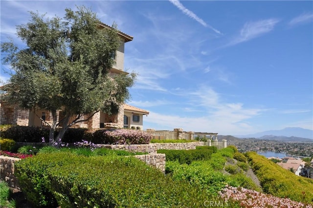 view of yard with a mountain view