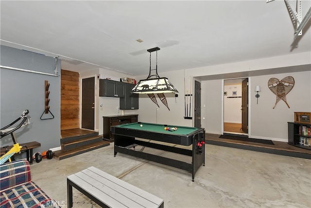 rec room with concrete flooring and billiards