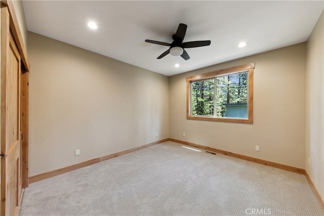 867 Clement St, South Lake Tahoe, CA 96150 - unfurnished room with recessed lighting, light colored carpet, and ceiling fan