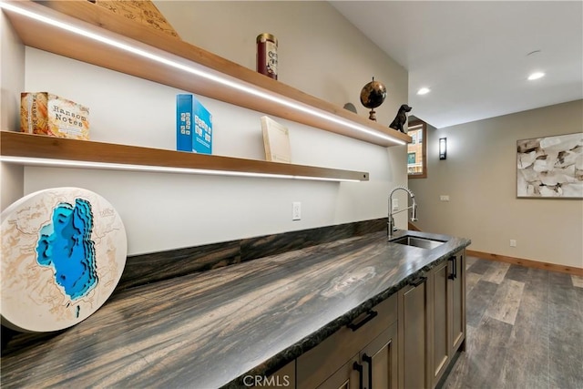 867 Clement St, South Lake Tahoe, CA 96150 - bar featuring recessed lighting and dark wood-type flooring