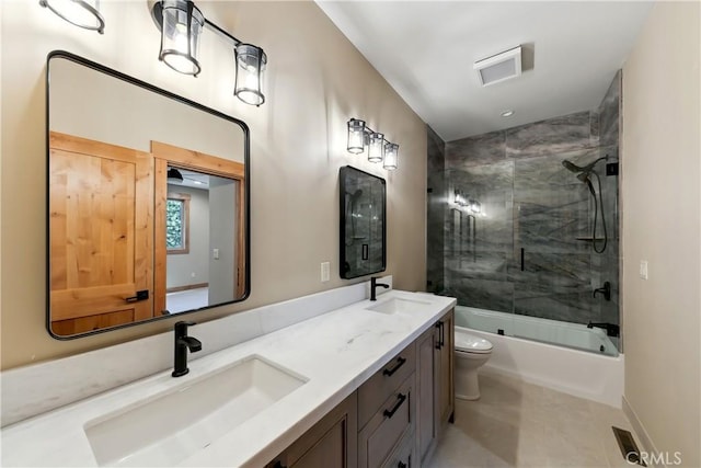 867 Clement St, South Lake Tahoe, CA 96150 - bathroom featuring double vanity and shower / bath combination with glass door