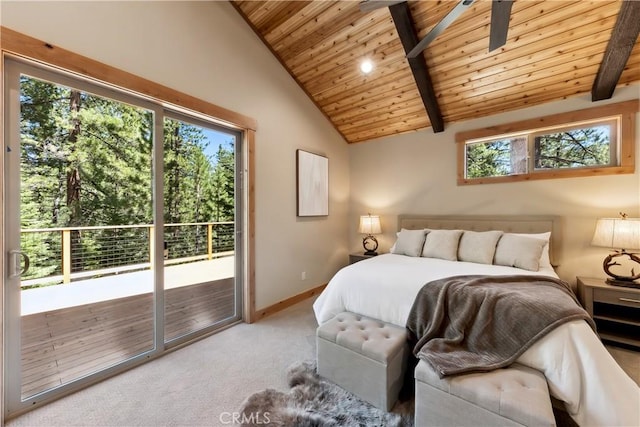 867 Clement St, South Lake Tahoe, CA 96150 - carpeted bedroom featuring wooden ceiling, access to exterior, and multiple windows