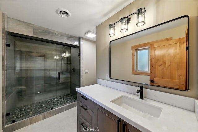 867 Clement St, South Lake Tahoe, CA 96150 - bathroom featuring vanity and a stall shower