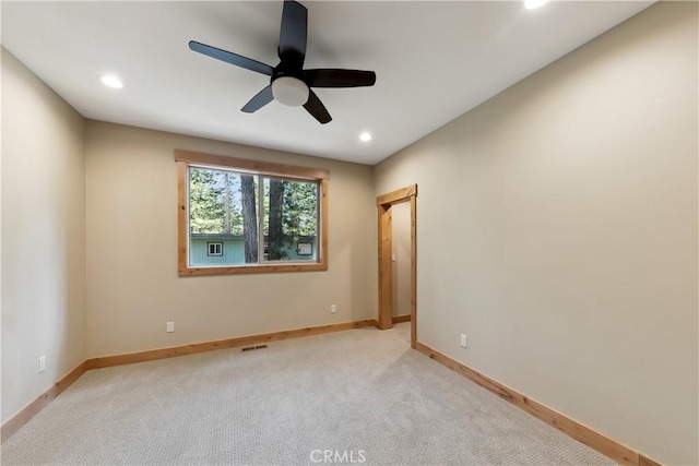 867 Clement St, South Lake Tahoe, CA 96150 - empty room featuring ceiling fan, recessed lighting, and light carpet