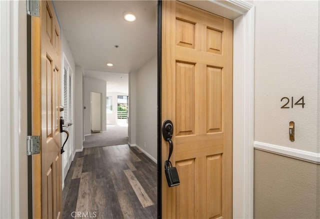 230 Lille Ln Unit 214, Newport Beach, CA 92663 - hall with dark wood finished floors and recessed lighting
