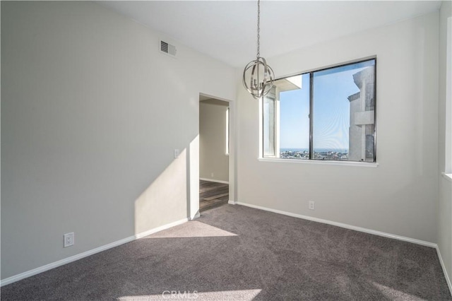 230 Lille Ln Unit 214, Newport Beach, CA 92663 - carpeted spare room with a chandelier, visible vents, and baseboards