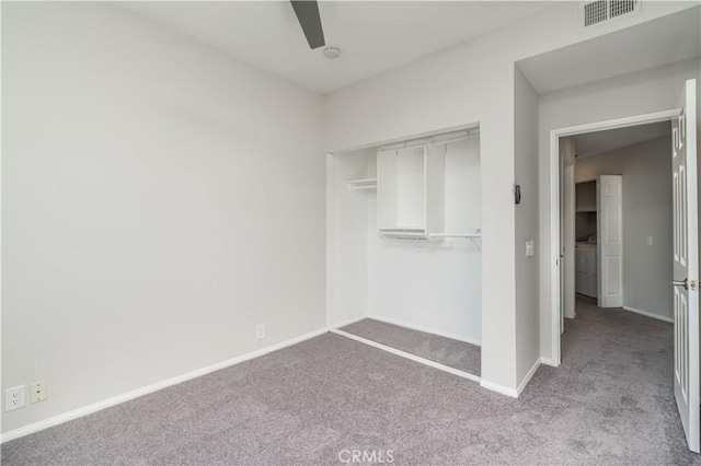 230 Lille Ln Unit 214, Newport Beach, CA 92663 - unfurnished bedroom featuring washing machine and dryer, baseboards, visible vents, and carpet