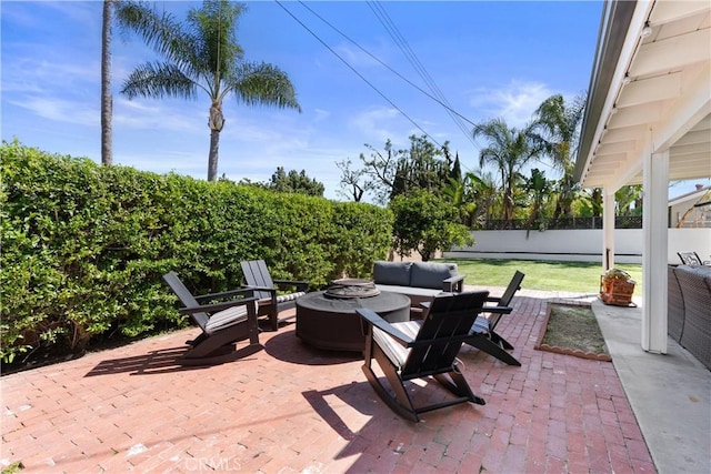 2343 E Athens Ave, Orange, CA 92867 - view of patio / terrace with a fenced backyard and a fire pit
