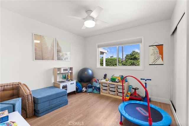 2343 E Athens Ave, Orange, CA 92867 - rec room featuring ceiling fan and light wood-type flooring