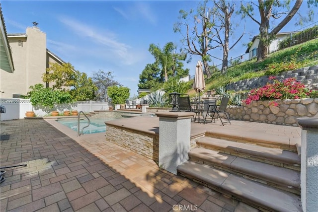 3381 Deaver Dr, Corona, CA 92882 - view of patio with a fenced in pool and a fenced backyard