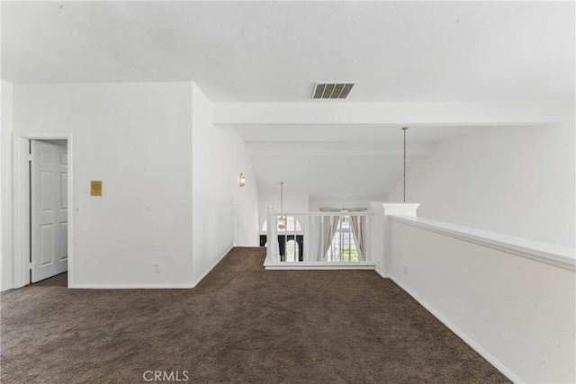 3381 Deaver Dr, Corona, CA 92882 - carpeted spare room with baseboards, lofted ceiling, and visible vents