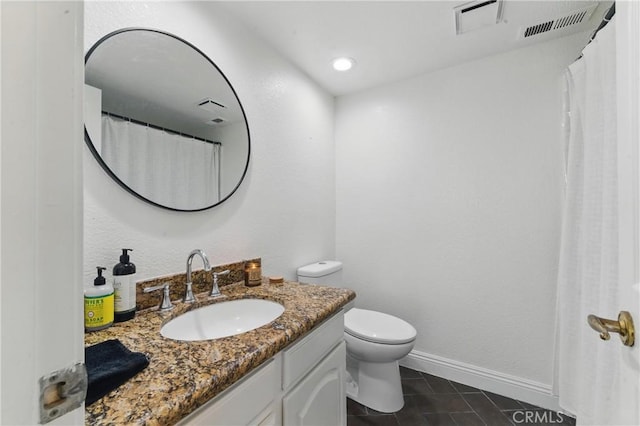 3381 Deaver Dr, Corona, CA 92882 - full bathroom with tile patterned floors, visible vents, vanity, and toilet