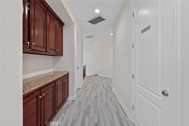 11310 Wentworth St, Sun Valley, CA 91352 - hall featuring baseboards, recessed lighting, visible vents, and light wood-type flooring