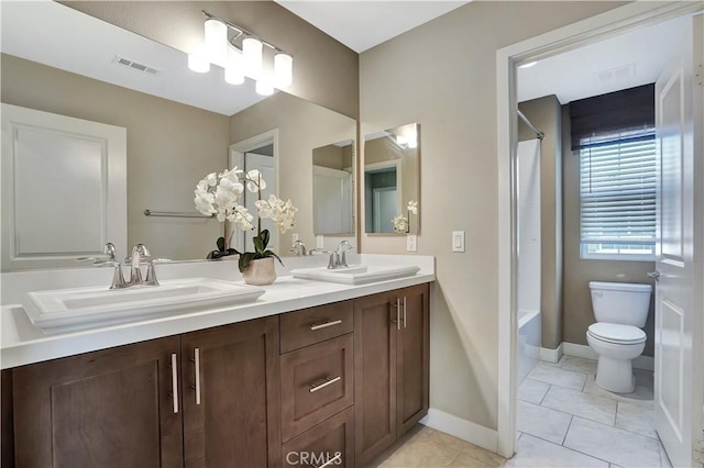 23206 W Remington Way, West Hills, CA 91307 - full bath featuring double vanity, visible vents, toilet, and a sink