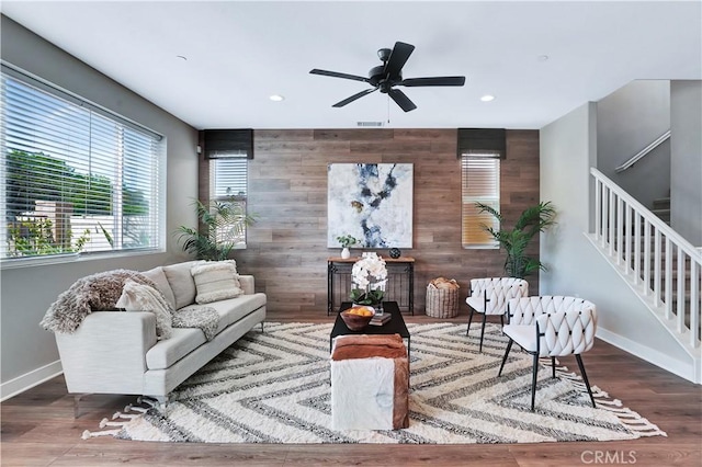23206 W Remington Way, West Hills, CA 91307 - living area featuring baseboards, stairs, and recessed lighting
