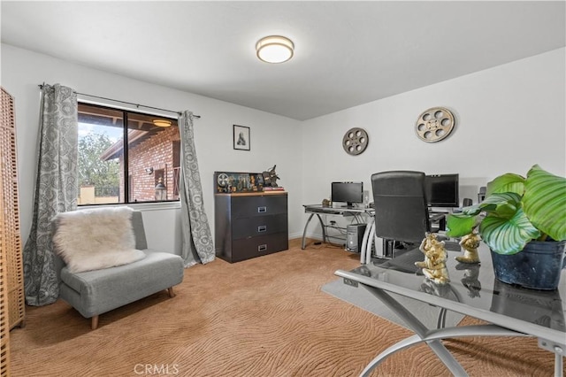 carpeted office with baseboards
