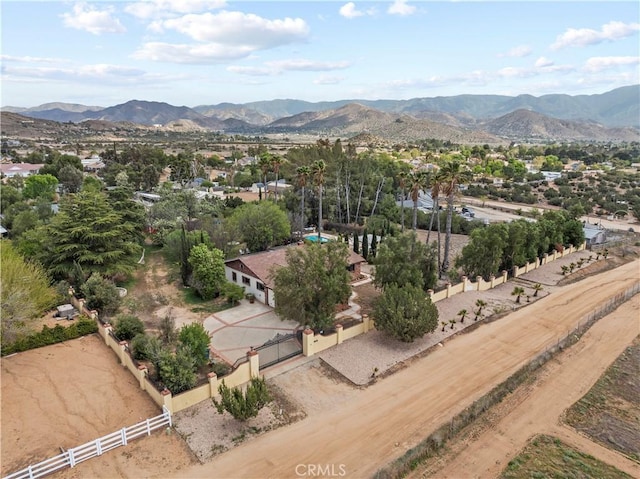 aerial view with a mountain view