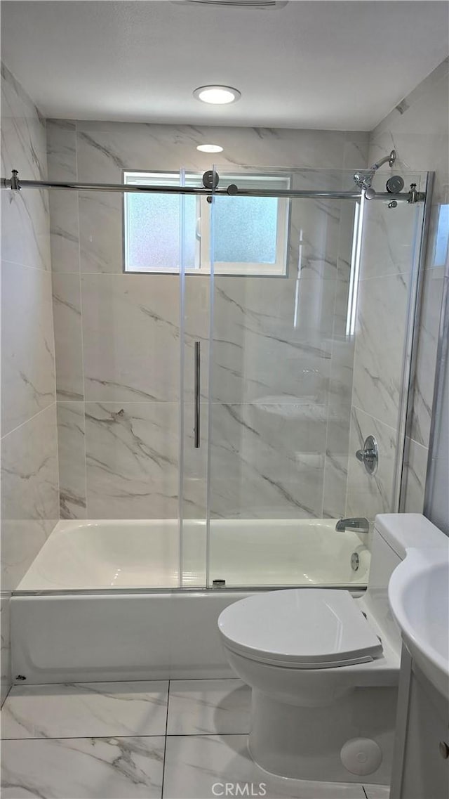 2108 Raleigh Ave, Costa Mesa, CA 92627 - bathroom featuring toilet, healthy amount of natural light, and combined bath / shower with glass door
