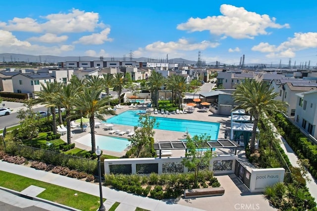 exterior space with fence and a residential view