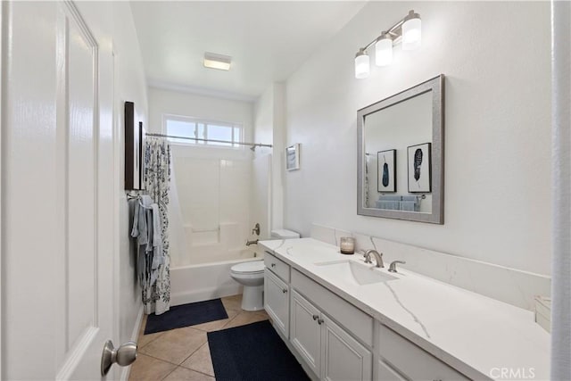 1732 Gamble Ln, Escondido, CA 92029 - full bath featuring vanity, tile patterned floors, and shower / bath combination with curtain