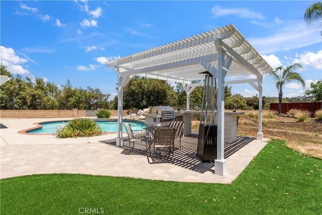 1732 Gamble Ln, Escondido, CA 92029 - view of swimming pool with a pergola, exterior kitchen, and a patio