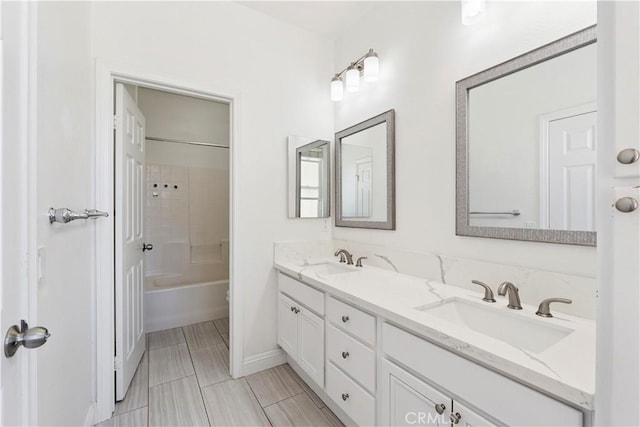 1732 Gamble Ln, Escondido, CA 92029 - full bathroom with double vanity and  shower combination